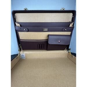 1970s Atlantis Leather Attaché Case Burgundy Suede Interior Executive Briefcase